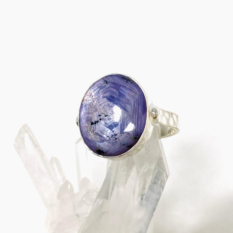 Sapphire Oval Ring with Hammered Band Size 9 KRGJ3188 - Nature's Magick