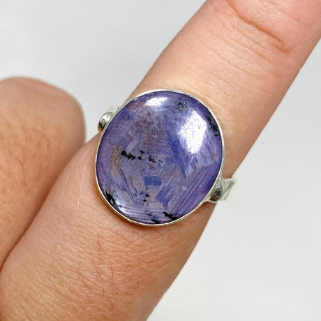 Sapphire Oval Ring with Hammered Band Size 9 KRGJ3188 - Nature's Magick