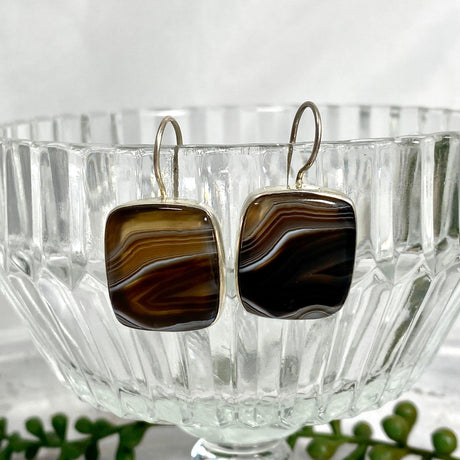 Sardonyx rectangular fixed hook earrings KEGJ1141 - Nature's Magick