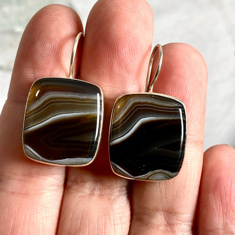 Sardonyx rectangular fixed hook earrings KEGJ1141 - Nature's Magick