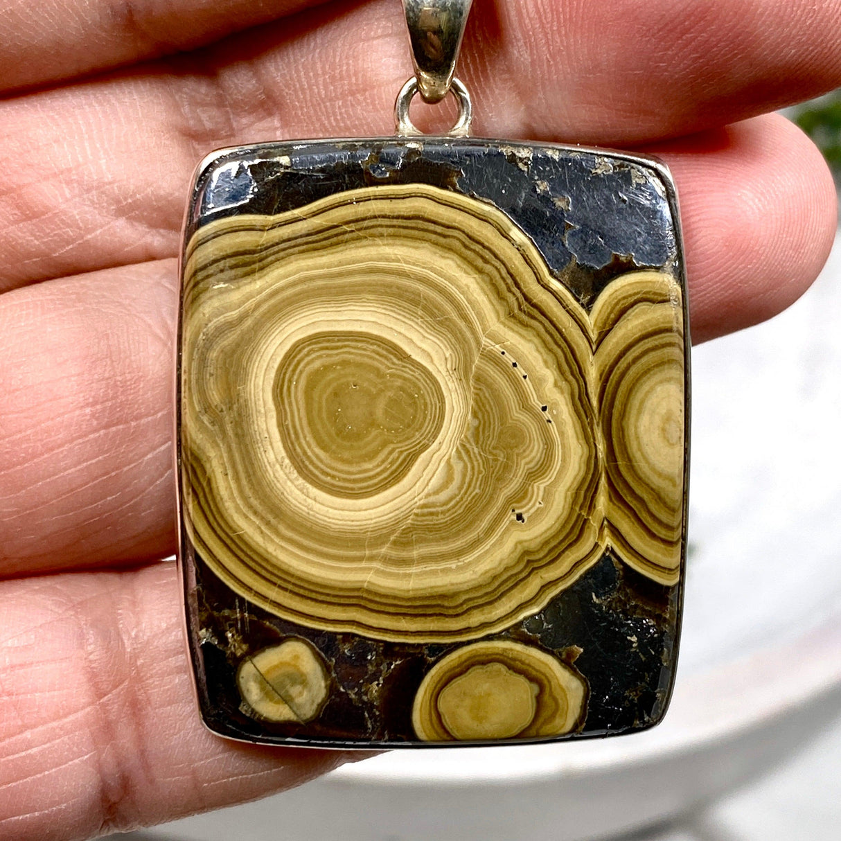 Schalenblende square cabochon pendant KPGJ2196 - Nature's Magick