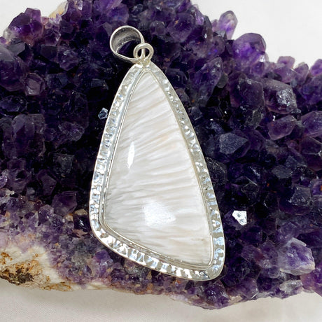 Scolecite Freeform Pendant in a Hammered Setting KPGJ4514 - Nature's Magick