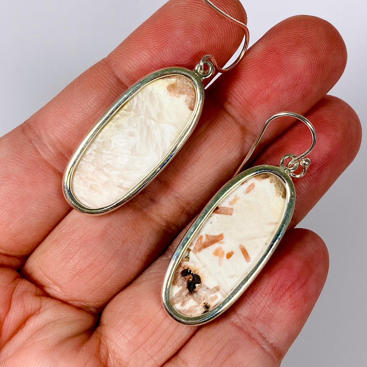 Scolecite oval earrings KEGJ1324