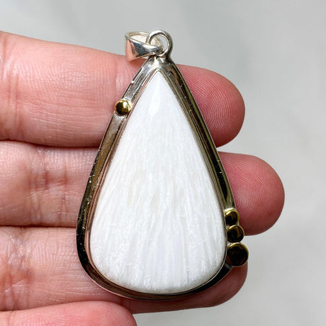 Scolecite Teardrop Pendant in a Decorative Setting KPGJ4508 - Nature's Magick