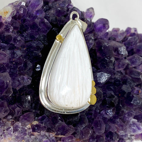 Scolecite Teardrop Pendant in a Decorative Setting KPGJ4509 - Nature's Magick