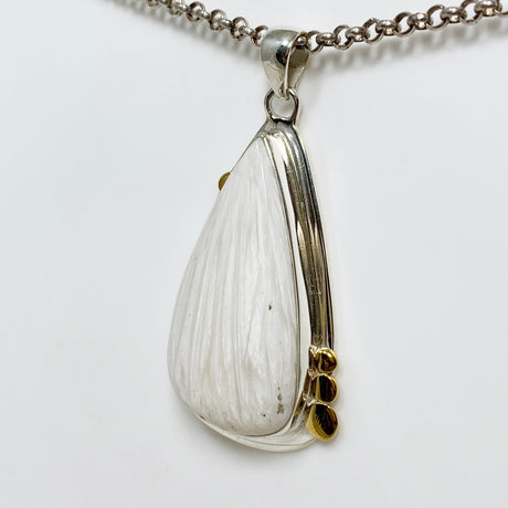 Scolecite Teardrop Pendant in a Decorative Setting KPGJ4509 - Nature's Magick