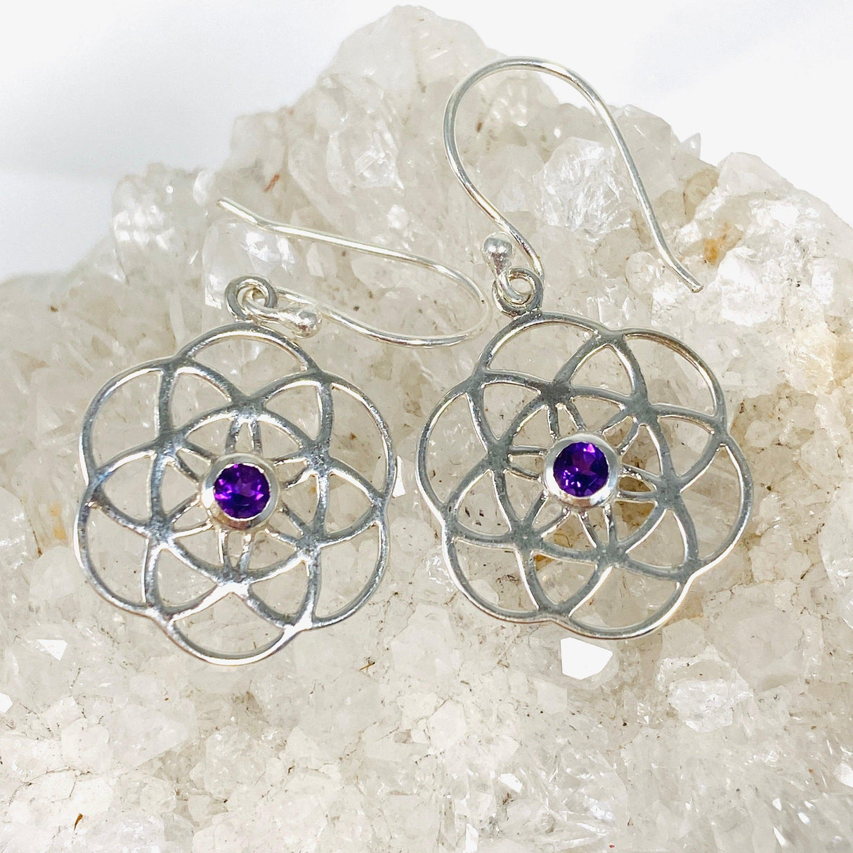 Seed of Life earring with Amethyst SSE24 - Nature's Magick