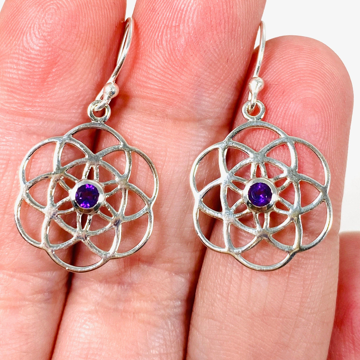 Seed of Life earring with Amethyst SSE24 - Nature's Magick