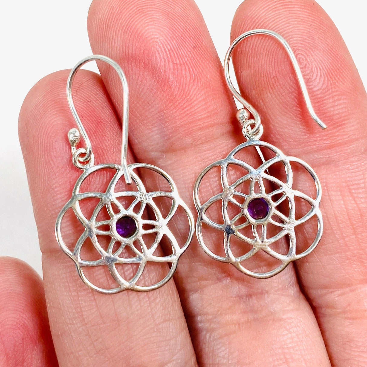Seed of Life earring with Amethyst SSE24 - Nature's Magick