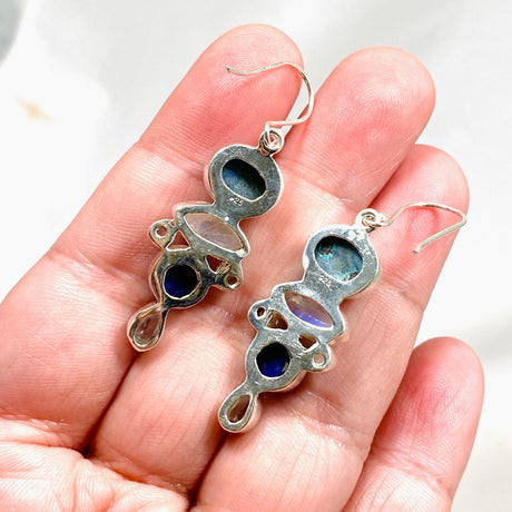 Shattuckite, Lapis Lazuli and Moonstone Multi-stone Earrings KEGJ1445 - Nature's Magick