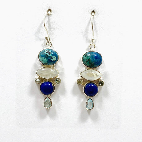 Shattuckite, Lapis Lazuli and Moonstone Multi-stone Earrings KEGJ1445 - Nature's Magick