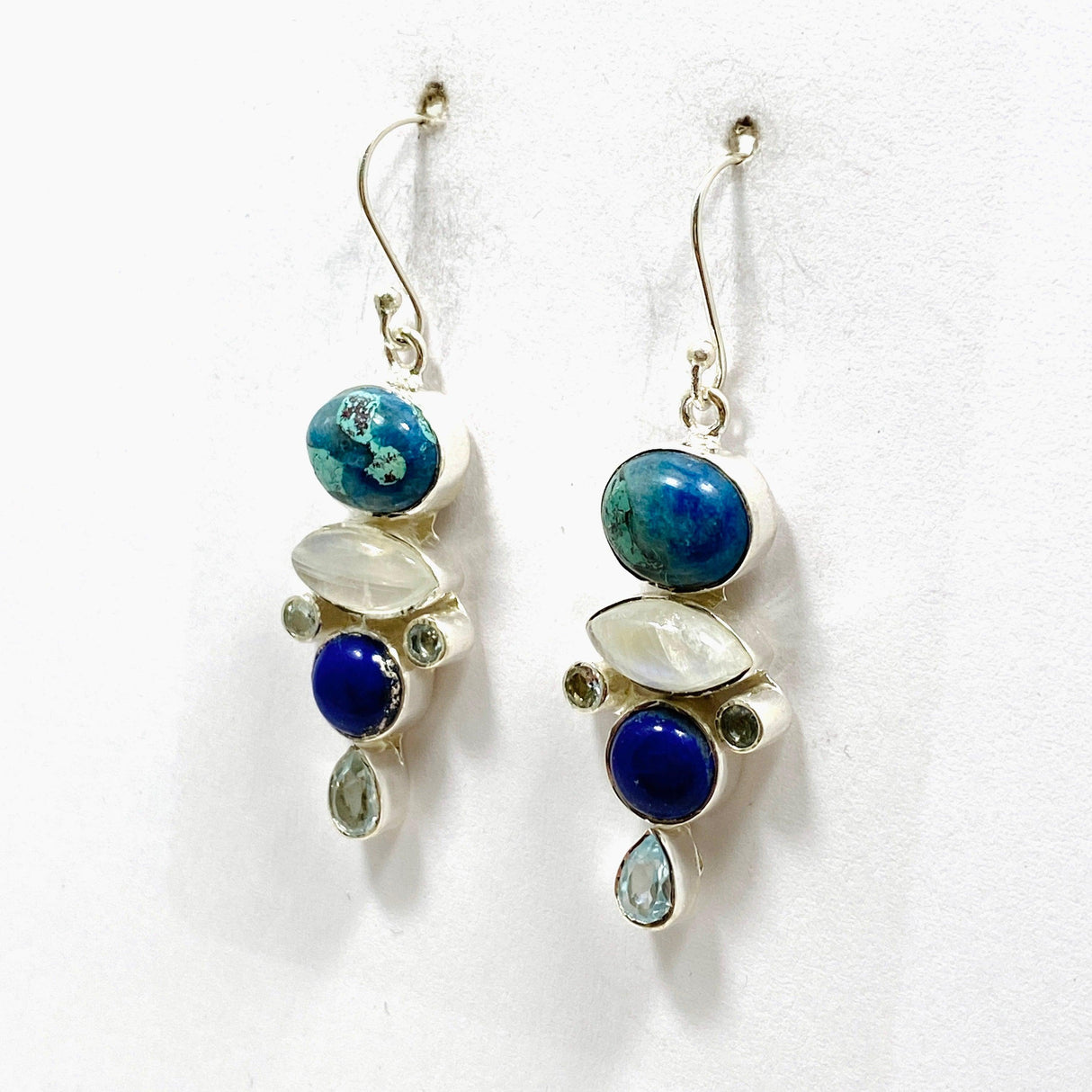 Shattuckite, Lapis Lazuli and Moonstone Multi-stone Earrings KEGJ1445 - Nature's Magick