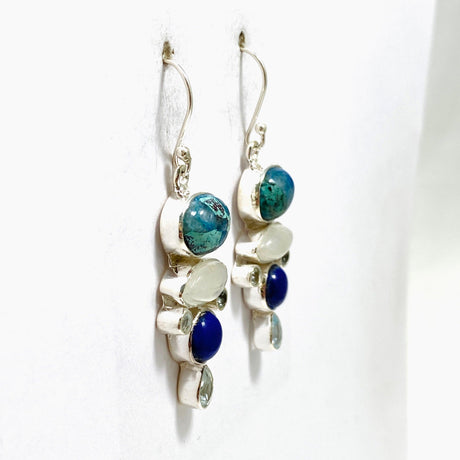 Shattuckite, Lapis Lazuli and Moonstone Multi-stone Earrings KEGJ1445 - Nature's Magick