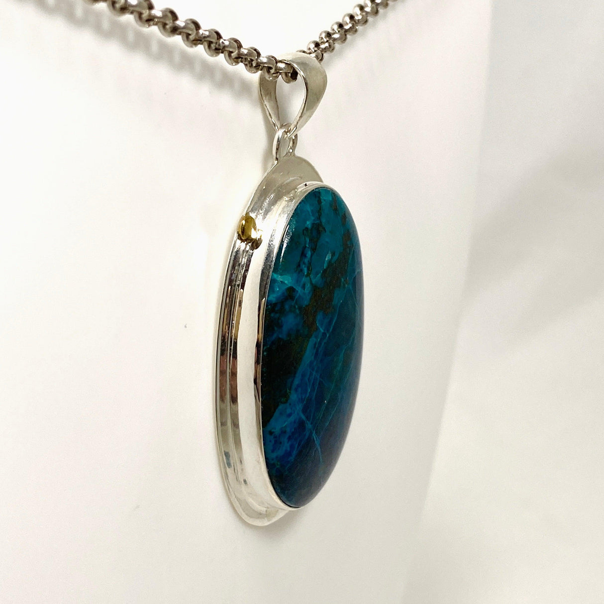 Shattuckite Oval Pendant in a Decorative Setting KPGJ4418 - Nature's Magick