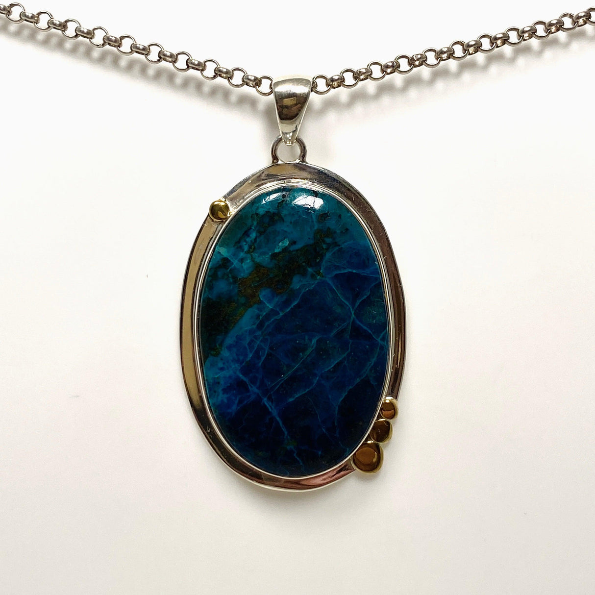 Shattuckite Oval Pendant in a Decorative Setting KPGJ4418 - Nature's Magick