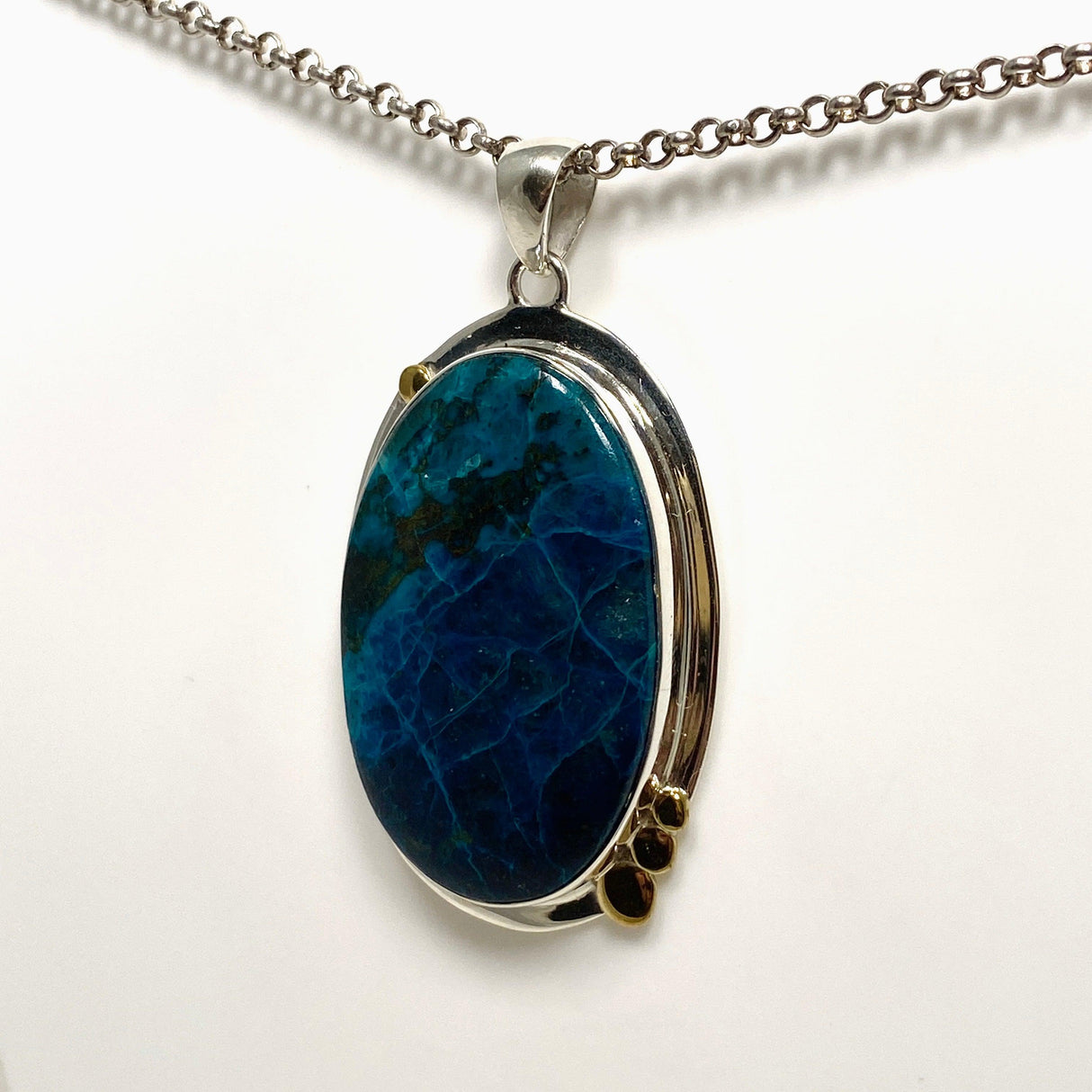 Shattuckite Oval Pendant in a Decorative Setting KPGJ4418 - Nature's Magick