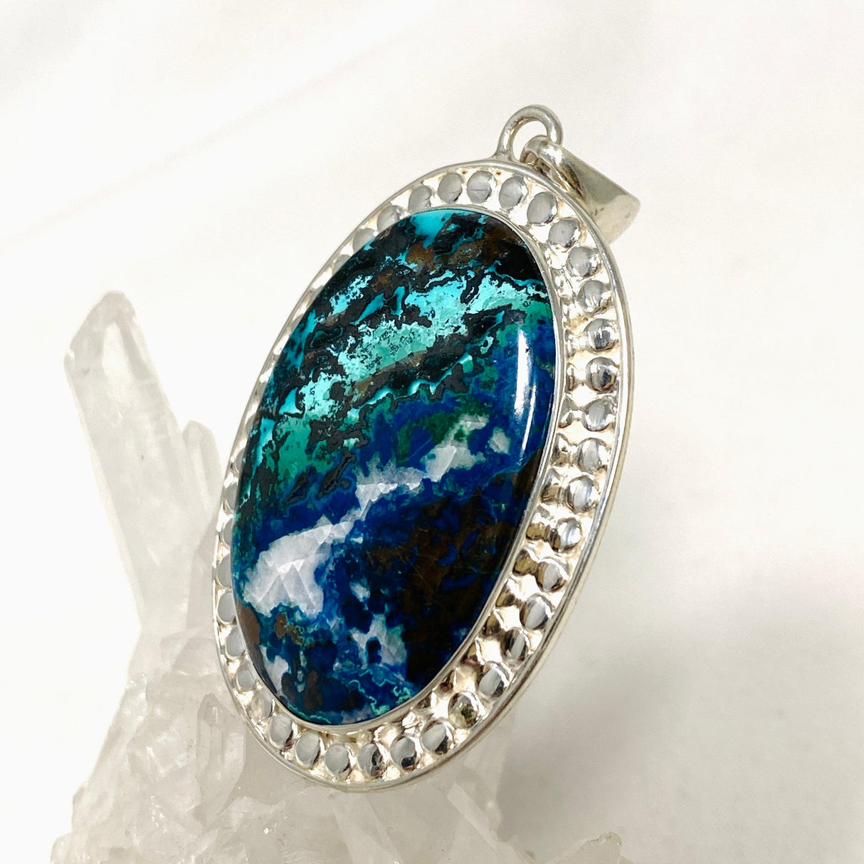 Shattuckite Oval Pendant in a Decorative Setting KPGJ4420 - Nature's Magick