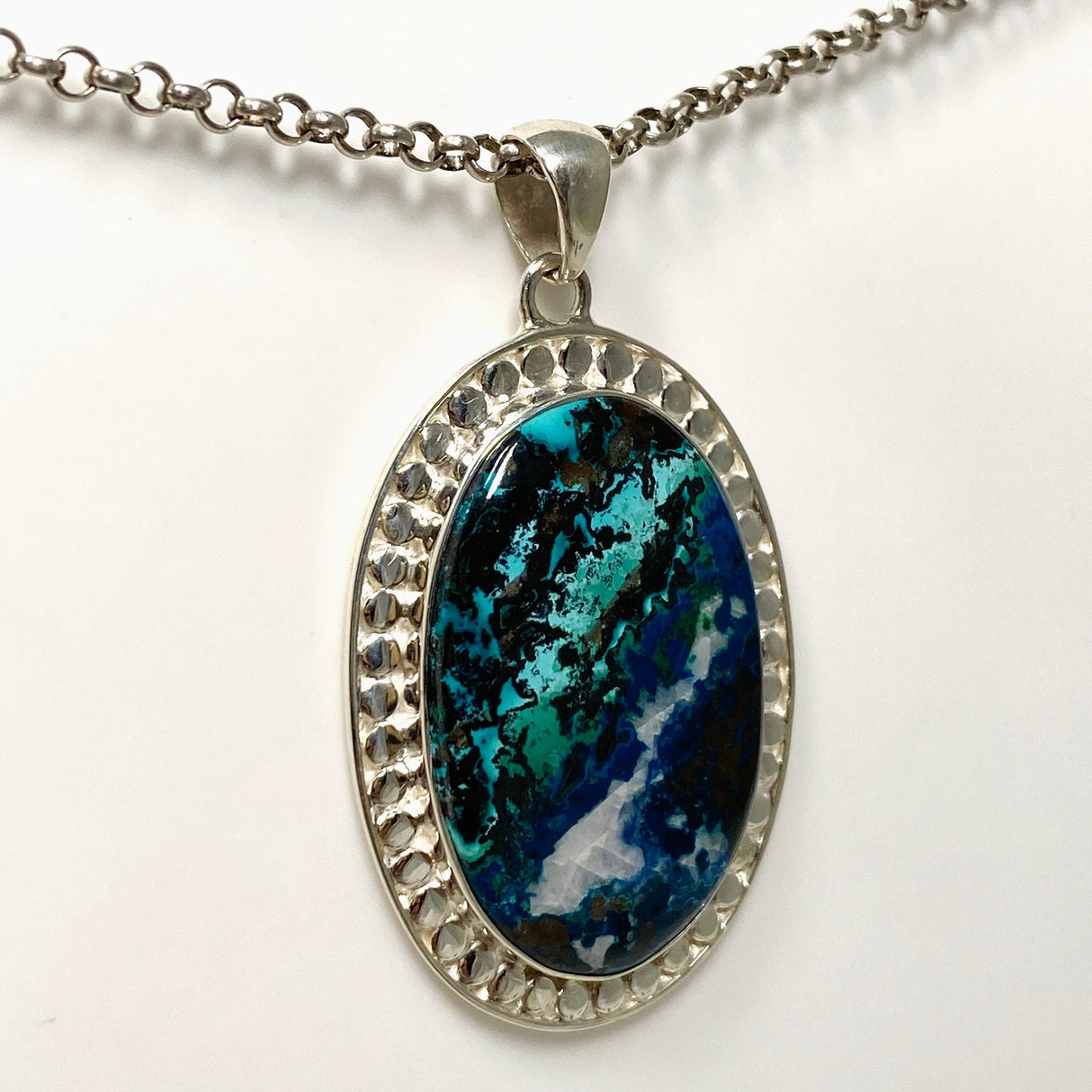 Shattuckite Oval Pendant in a Decorative Setting KPGJ4420 - Nature's Magick