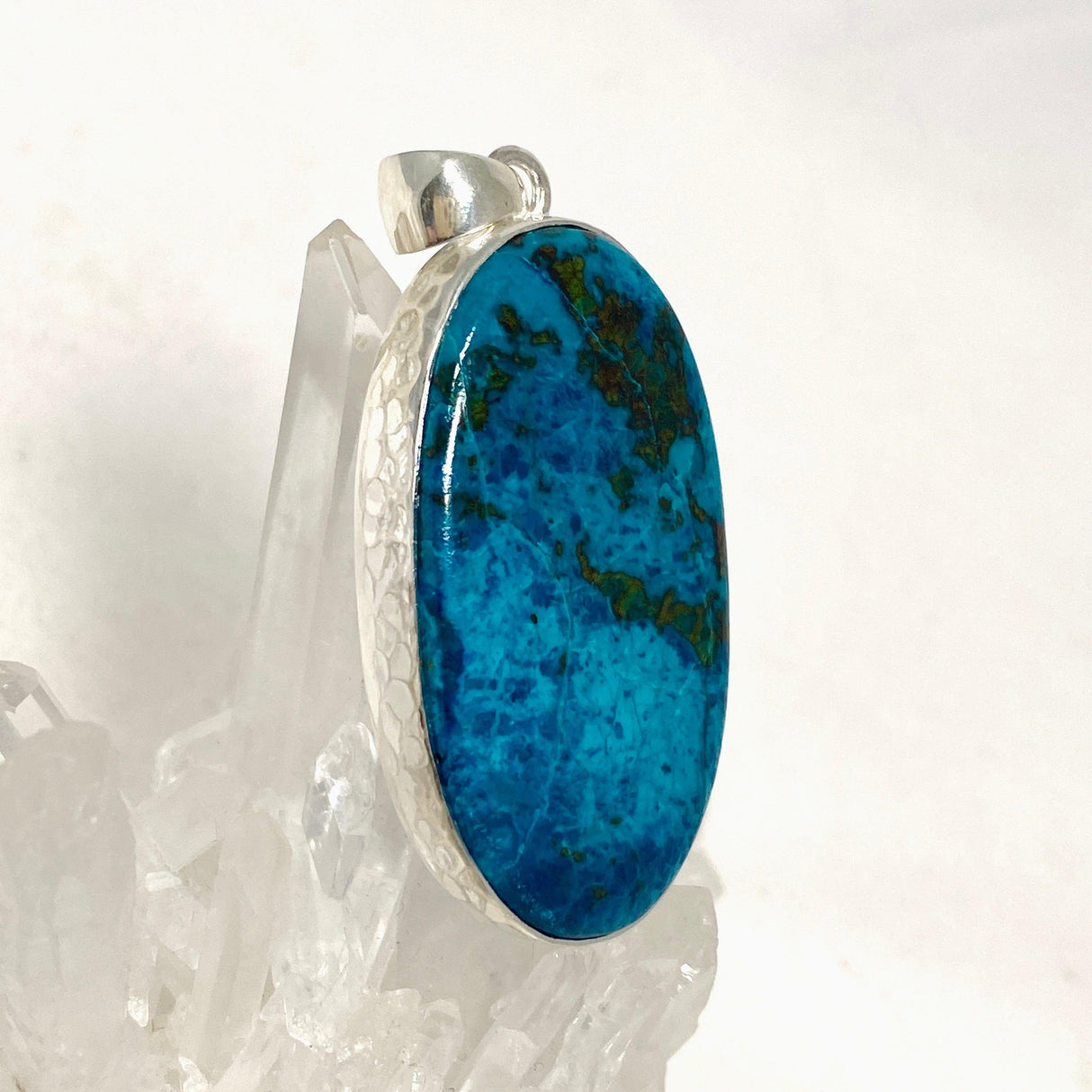 Shattuckite Oval Pendant in a Hammered Setting KPGJ4415 - Nature's Magick