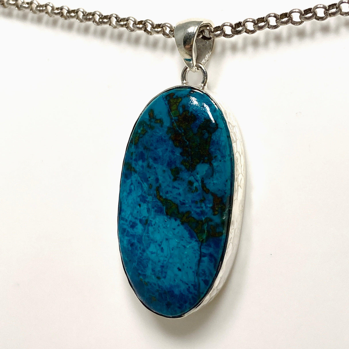 Shattuckite Oval Pendant in a Hammered Setting KPGJ4415 - Nature's Magick