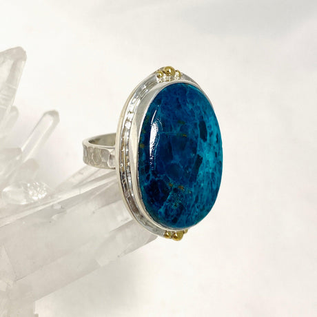 Shattuckite Oval Ring with Brass Accents Size 9 KRGJ3227 - Nature's Magick