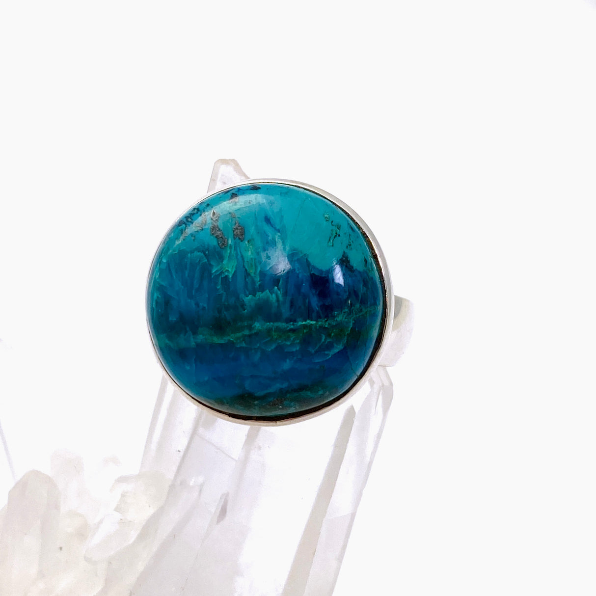 Shattuckite Round Cabochon Ring Size 10.5 PRGJ854