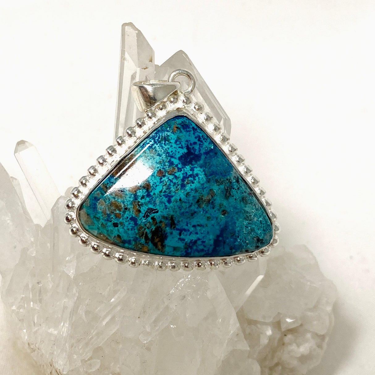 Shattuckite Teardrop Pendant in a Decorative Setting KPGJ4427 - Nature's Magick