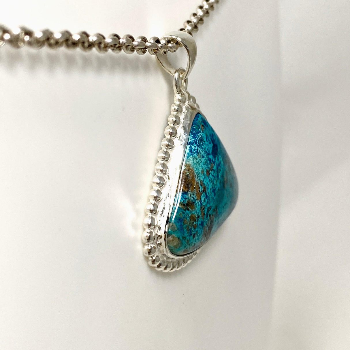 Shattuckite Teardrop Pendant in a Decorative Setting KPGJ4427 - Nature's Magick