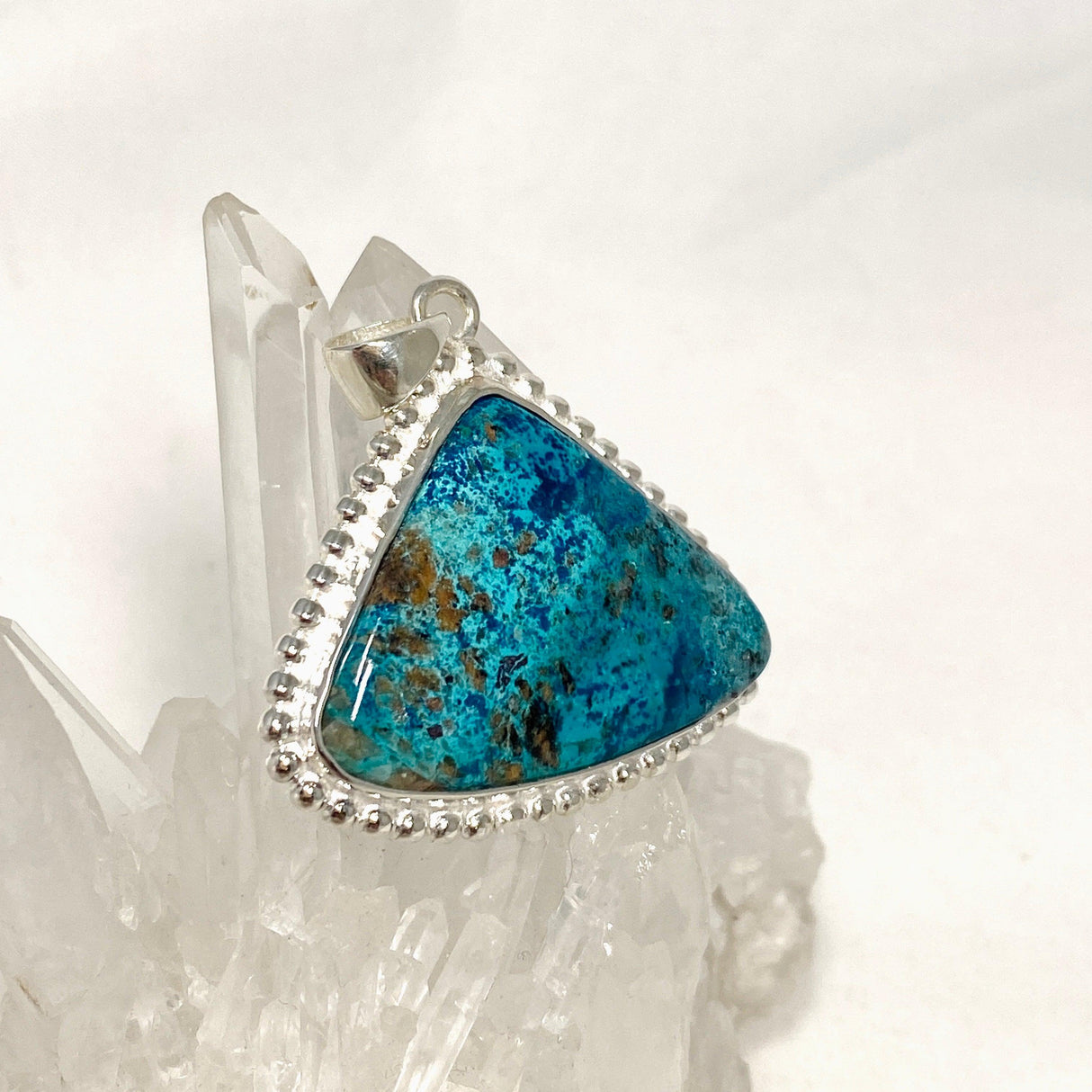 Shattuckite Teardrop Pendant in a Decorative Setting KPGJ4427 - Nature's Magick