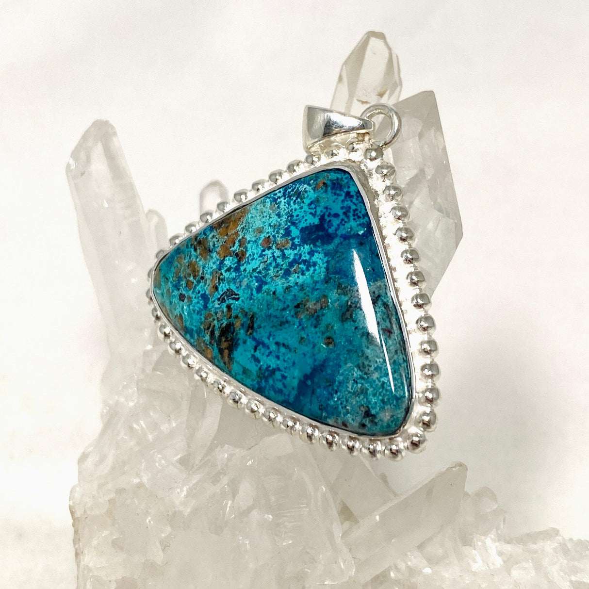 Shattuckite Teardrop Pendant in a Decorative Setting KPGJ4427 - Nature's Magick