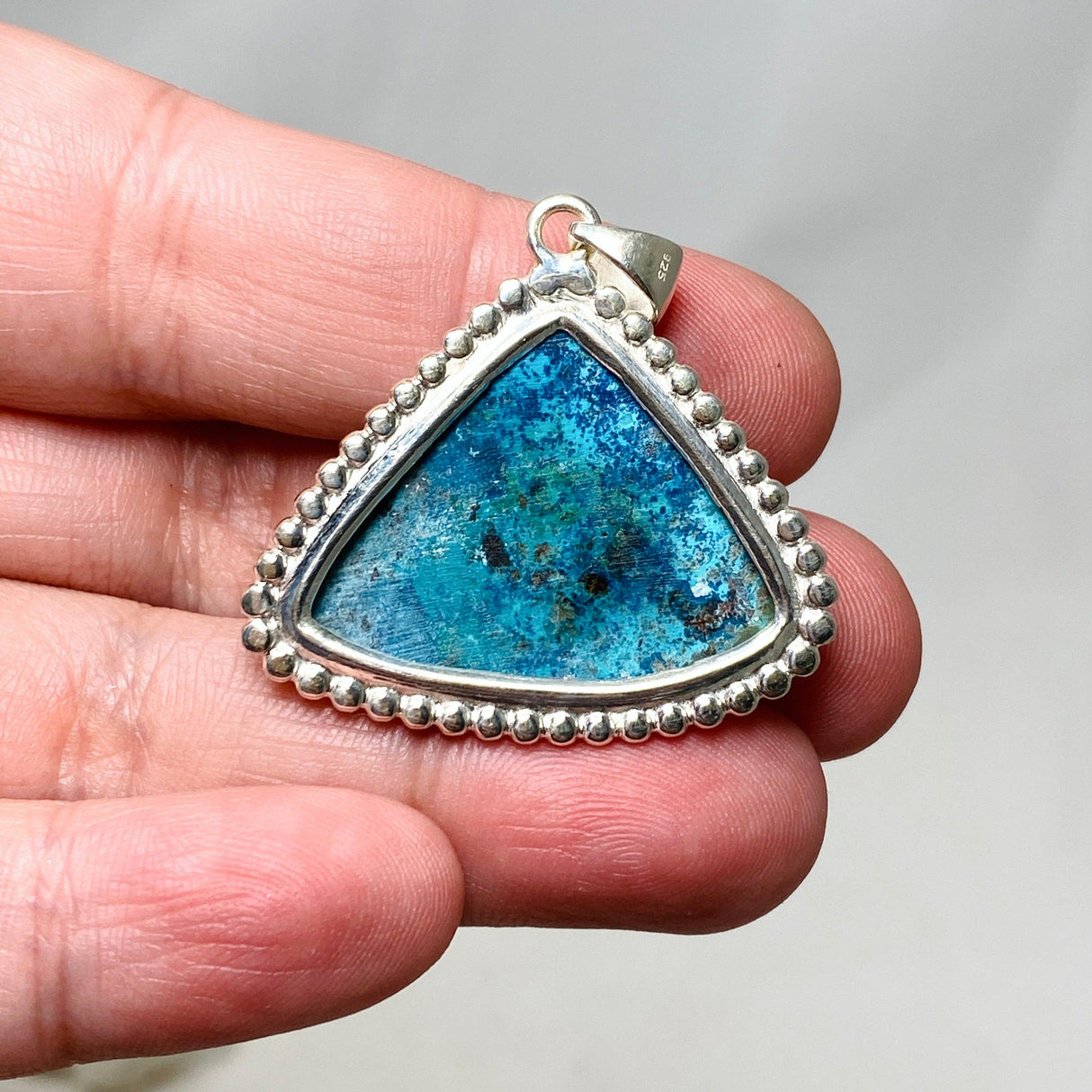 Shattuckite Teardrop Pendant in a Decorative Setting KPGJ4427 - Nature's Magick