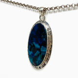 Shattuckite with Cuprite Oval Pendant in a Hammered Setting KPGJ4417 - Nature's Magick