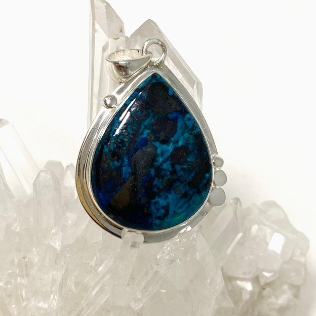 Shattuckite with Cuprite Teardrop Pendant in a Decorative Setting KPGJ4429 - Nature's Magick