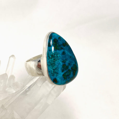 Shattuckite with Dioptase and Chrysocolla Teardrop Ring Size 10 KRGJ3224 - Nature's Magick