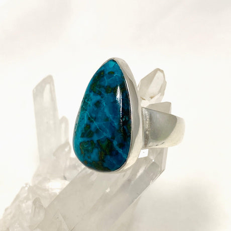 Shattuckite with Dioptase and Chrysocolla Teardrop Ring Size 10 KRGJ3224 - Nature's Magick