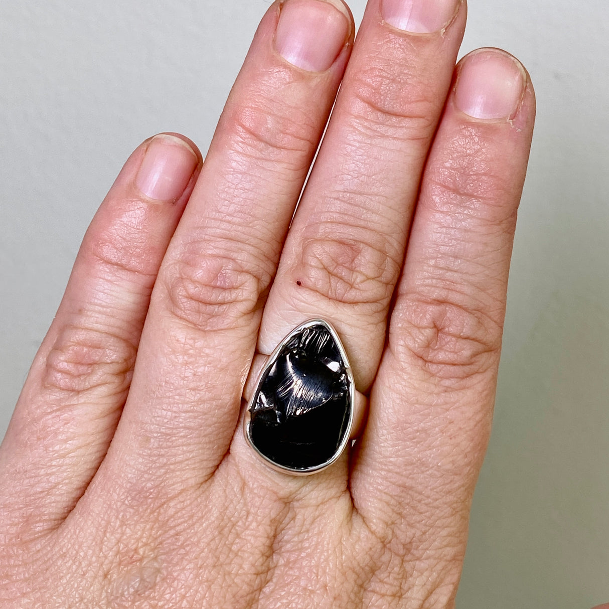 Shungite Teardrop Raw Ring Size 8 PRGJ790