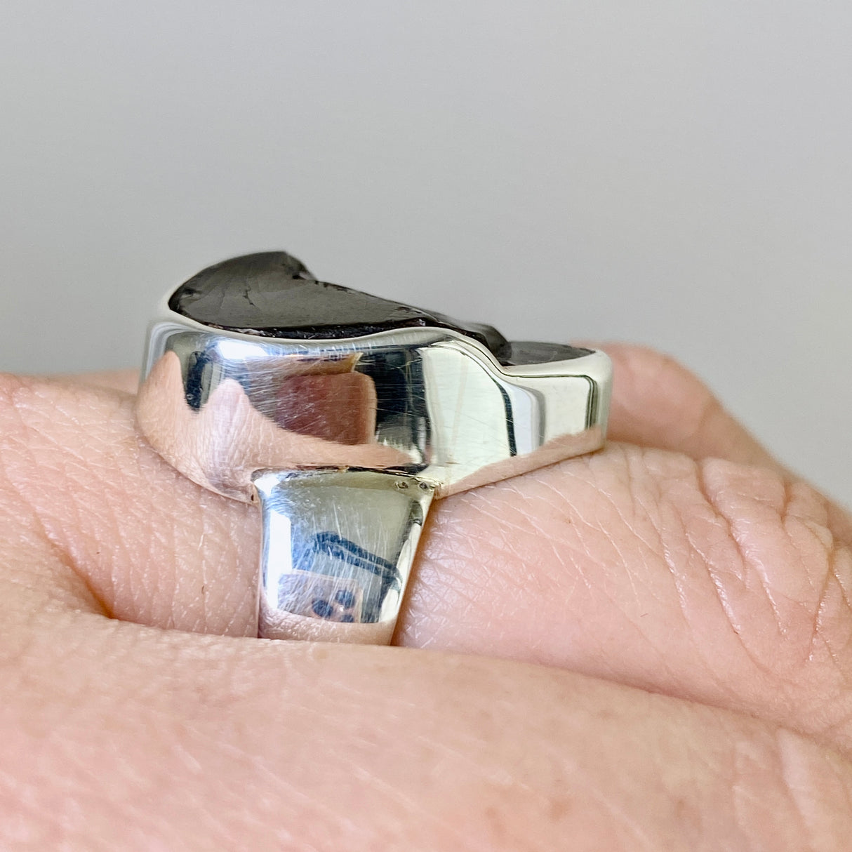 Shungite Teardrop Raw Ring Size 8 PRGJ790