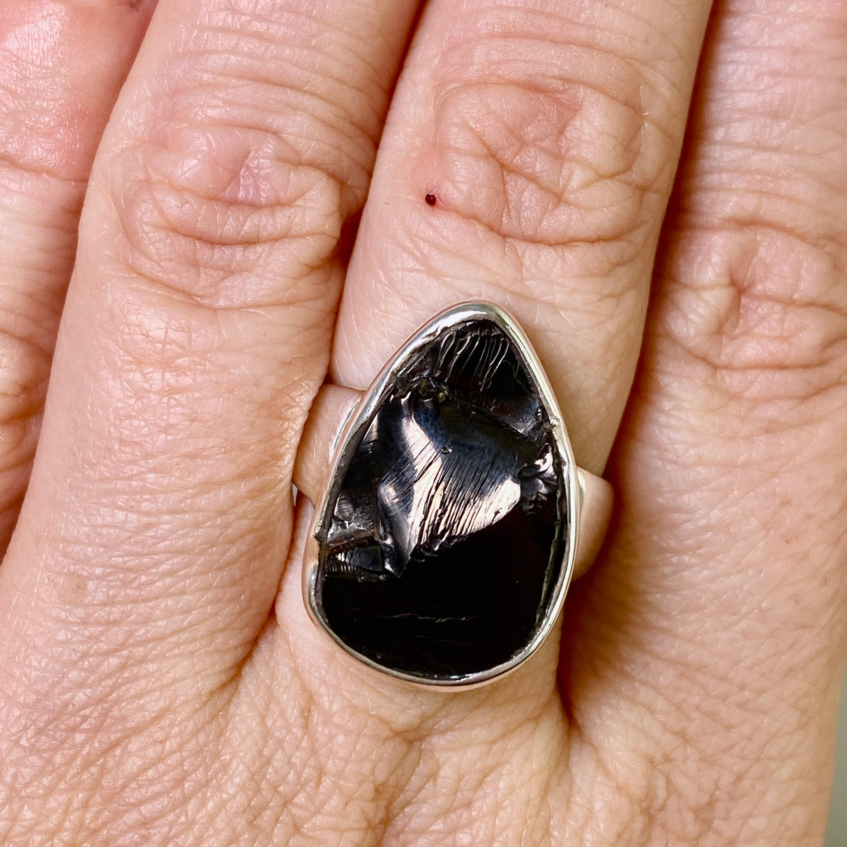 Shungite Teardrop Raw Ring Size 8 PRGJ790