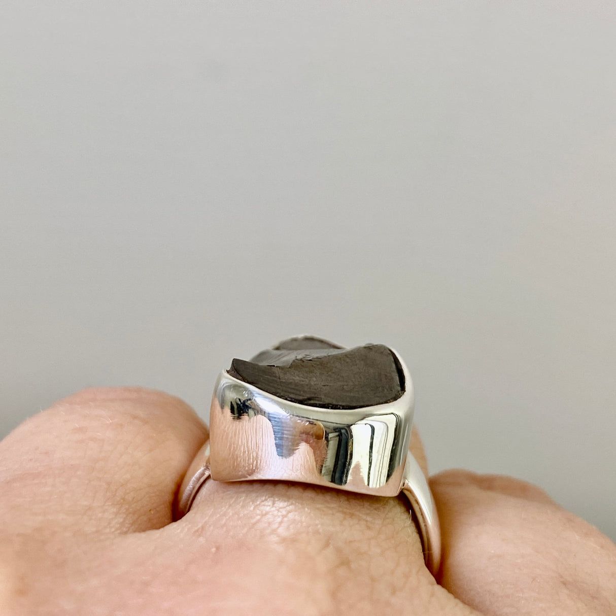 Shungite Teardrop Raw Ring Size 8 PRGJ790