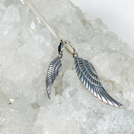 Silver Double Wing Necklace NK419 925 - Nature's Magick