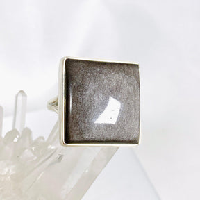 Silver Sheen Obsidian square ring s.11 KRGJ2921 - Nature's Magick