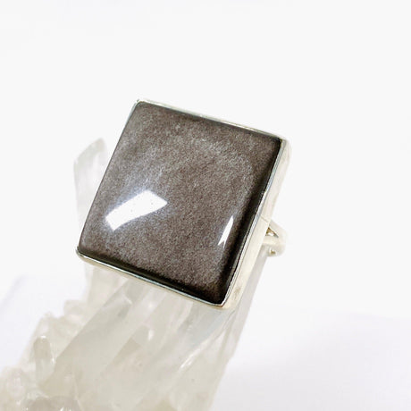 Silver Sheen Obsidian square ring s.11 KRGJ2921 - Nature's Magick