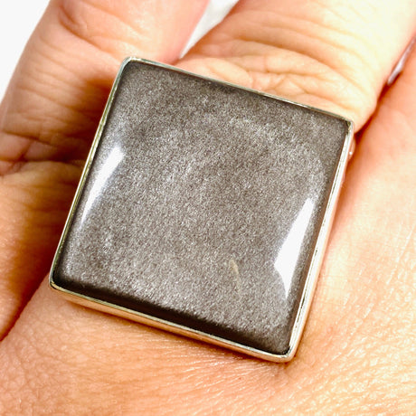 Silver Sheen Obsidian square ring s.11 KRGJ2921 - Nature's Magick