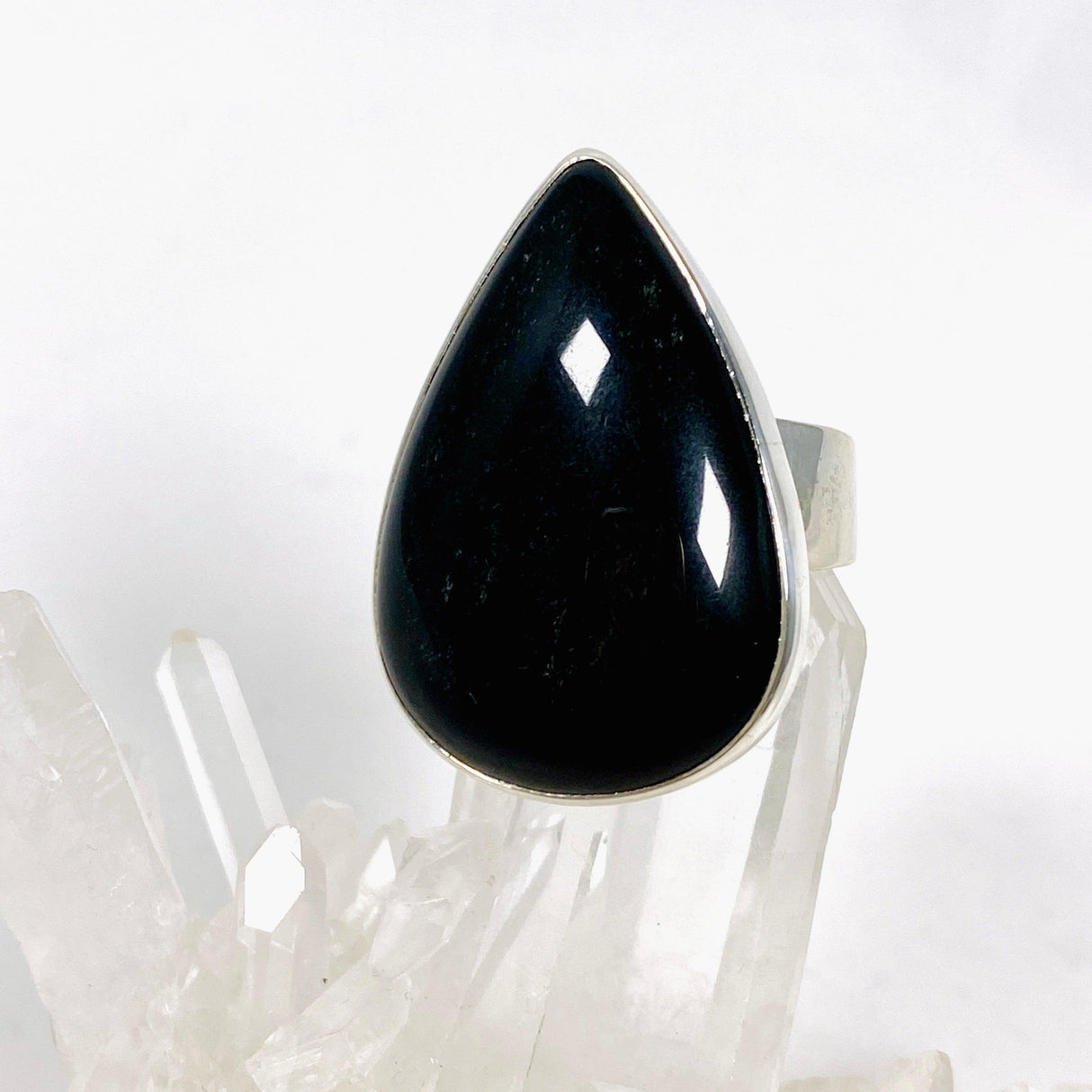 Silversheen Obsidian teardrop ring s.10 KRGJ2924 - Nature's Magick