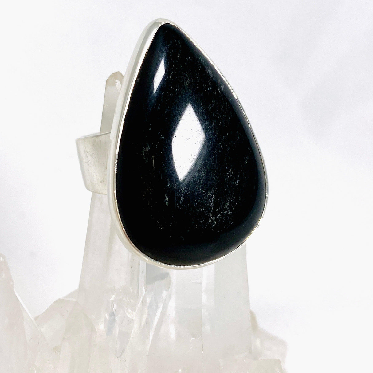 Silversheen Obsidian teardrop ring s.10 KRGJ2924 - Nature's Magick