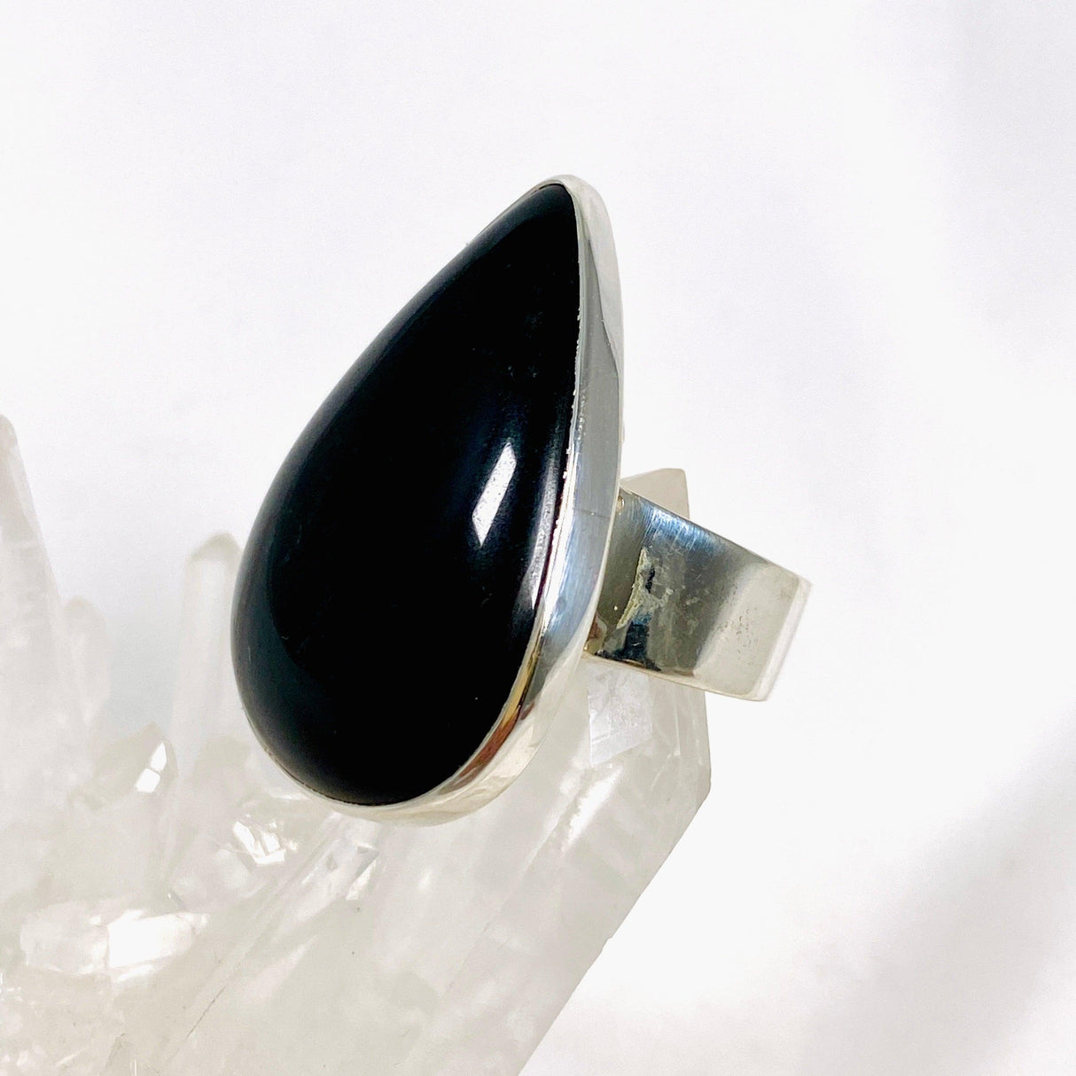 Silversheen Obsidian teardrop ring s.10 KRGJ2924 - Nature's Magick