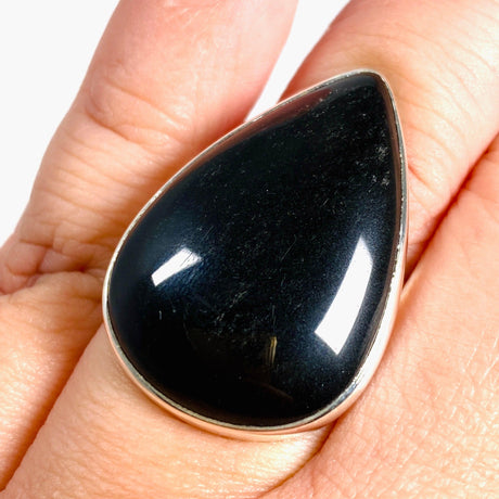 Silversheen Obsidian teardrop ring s.10 KRGJ2924 - Nature's Magick