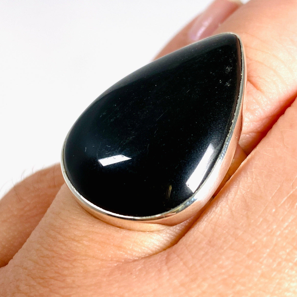 Silversheen Obsidian teardrop ring s.10 KRGJ2924 - Nature's Magick