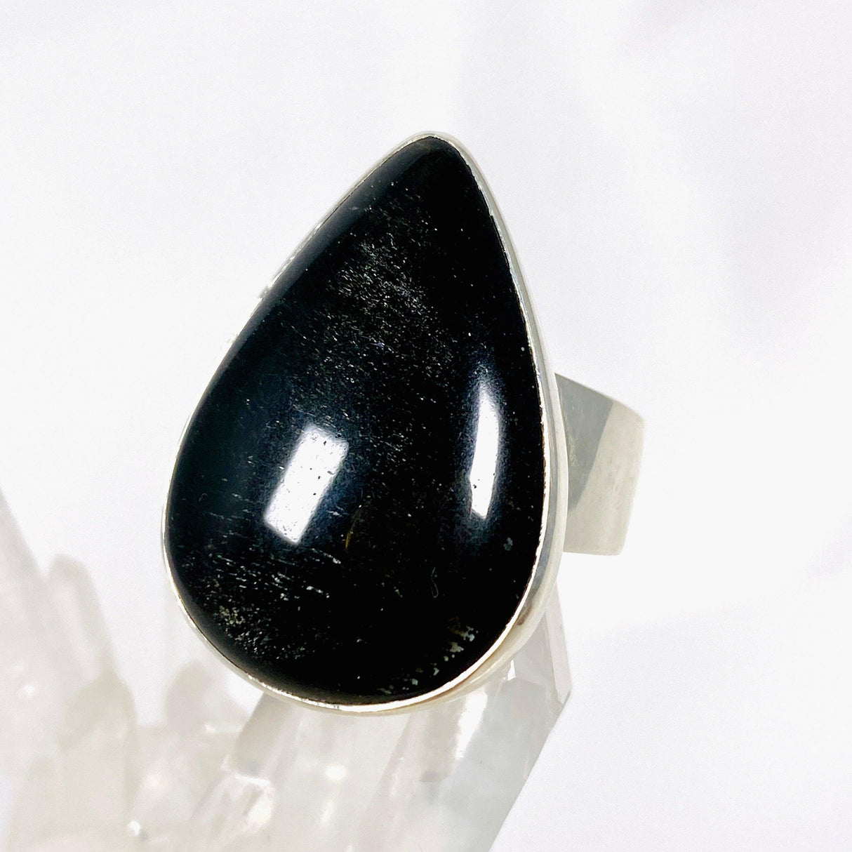 Silversheen Obsidian teardrop ring s.8 KRGJ2926 - Nature's Magick