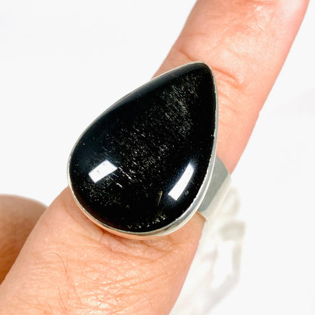 Silversheen Obsidian teardrop ring s.8 KRGJ2926 - Nature's Magick